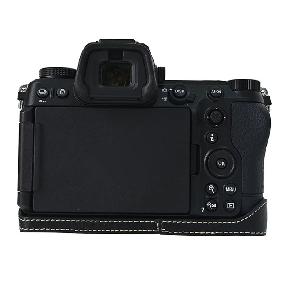 For Nikon Z6 III Camera Case with Shoulder Strap Large Cutout Litchi Texture PU Leather Protective Cover - Black - 4
