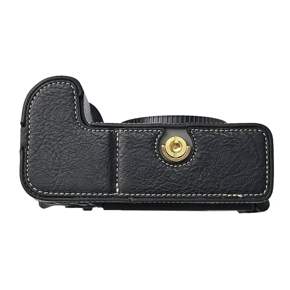 For Nikon Z6 III Camera Case with Shoulder Strap Large Cutout Litchi Texture PU Leather Protective Cover - Black - 6