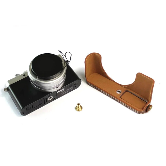 For Leica D-lux7 Replacement Half Camera Case Bottom Opening PU Leather Bag Cover - Brown - 4