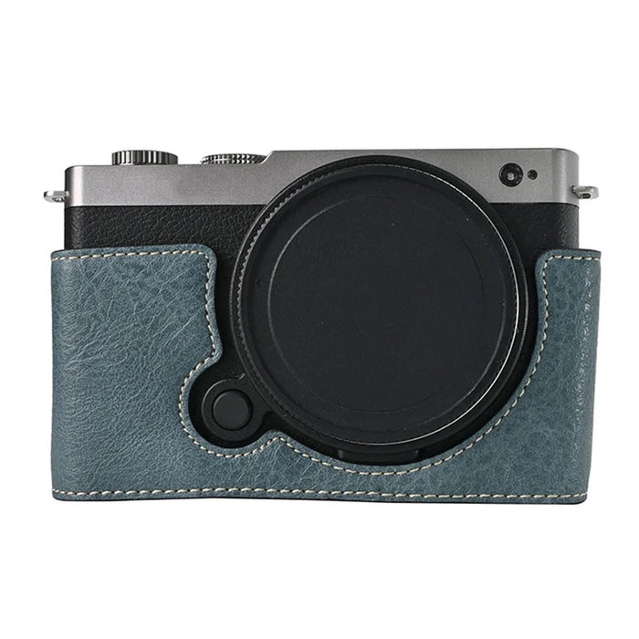 For Panasonic Lumix S9 Camera Case Large Cutout Litchi Texture PU Leather Protective Cover - Blue - 1