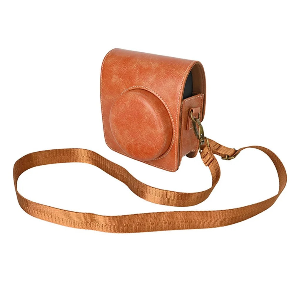 Camera Bag for Fujifilm Instax Mini 99 Camera PU Leather Crossbody Bag with Shoulder Strap - Brown - 3