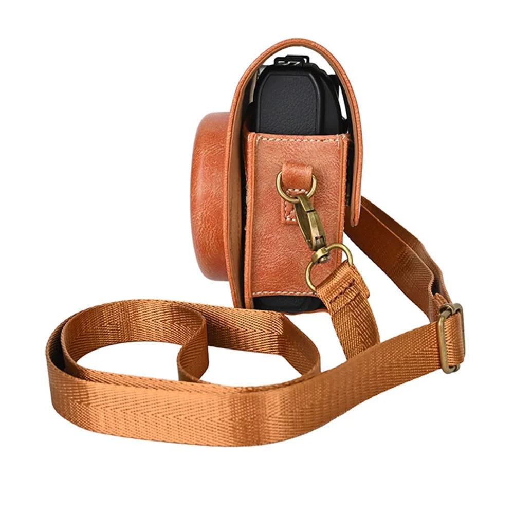 Camera Bag for Fujifilm Instax Mini 99 Camera PU Leather Crossbody Bag with Shoulder Strap - Brown - 6