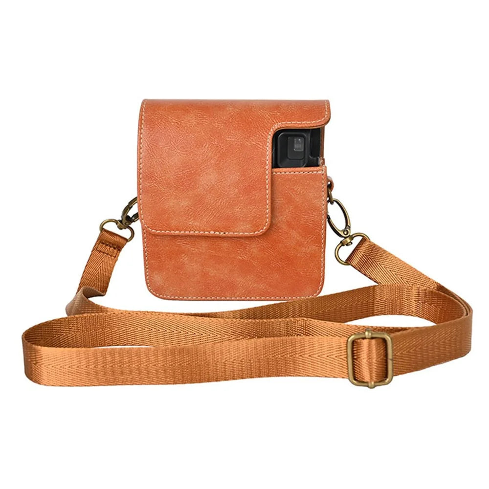 Camera Bag for Fujifilm Instax Mini 99 Camera PU Leather Crossbody Bag with Shoulder Strap - Brown - 7