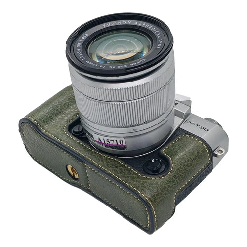 For Fujifilm XT30 III / X-T30 III / X-T30 II / X-T30 / X-T20 / X-T10 Camera Bottom Case Half Body Leather Cover with Battery Opening - Green - 1