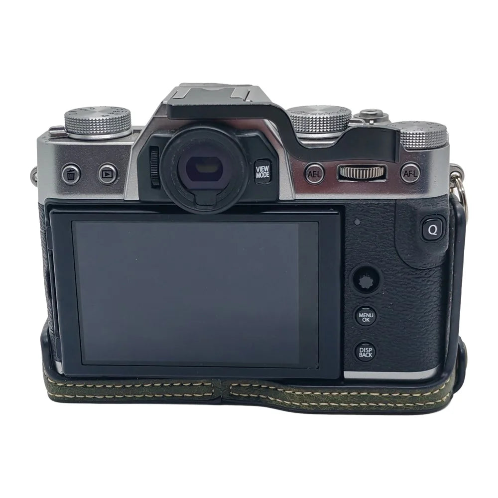 For Fujifilm XT30 III / X-T30 III / X-T30 II / X-T30 / X-T20 / X-T10 Camera Bottom Case Half Body Leather Cover with Battery Opening - Green - 5