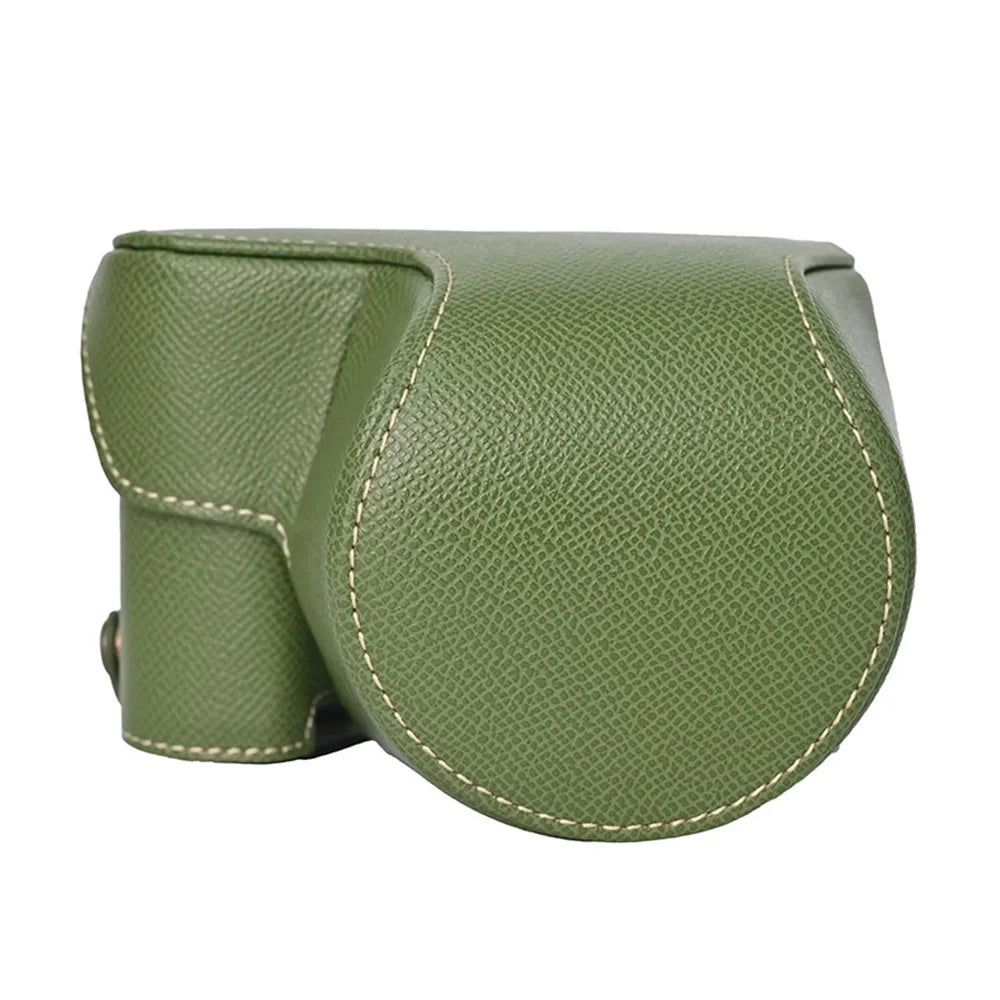 For Sony Alpha ZV-E10 II Textured PU Leather Camera Case with Battery Hole + Strap + Lens Storage Bag - Green - 7