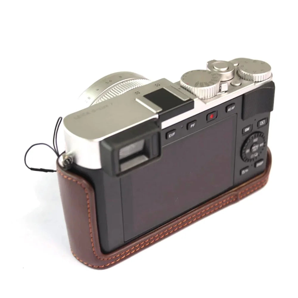 For Leica D-lux7 Camera Case Genuine Leather Half Body Cover - Coffee - 2