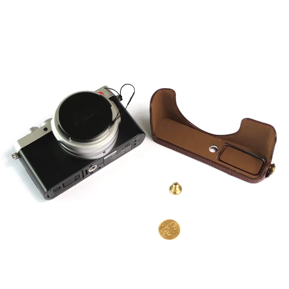 For Leica D-lux7 Camera Case Genuine Leather Half Body Cover - Coffee - 5