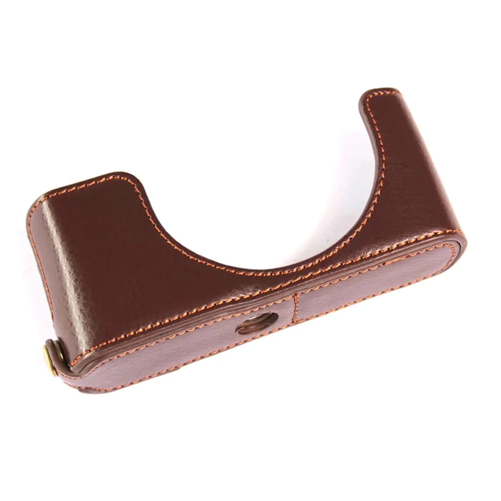 For Leica D-lux7 Camera Case Genuine Leather Half Body Cover - Coffee - 6