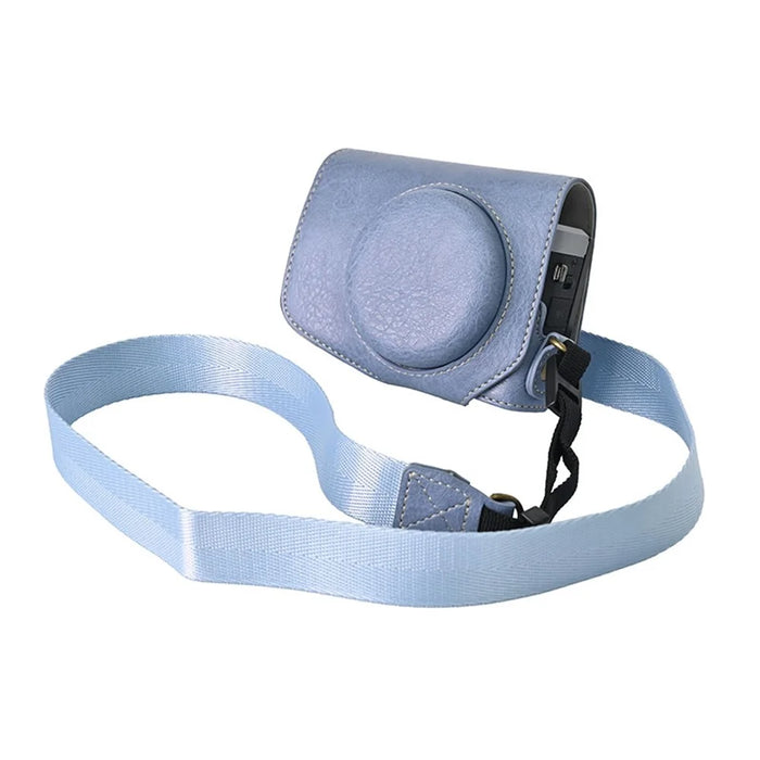 For Canon G7 X Mark II / G7 X Mark III Litchi Textured PU Leather Camera Case with Shoulder Strap - Blue - 1