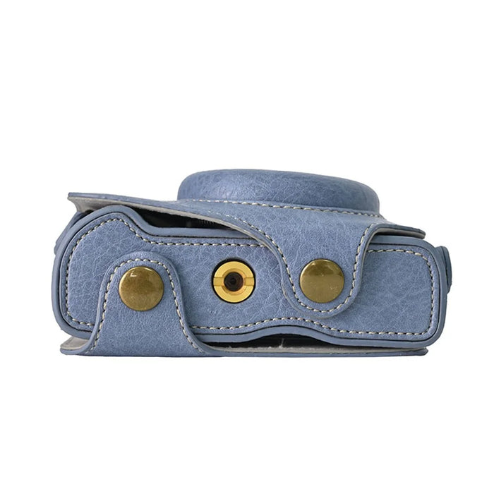 For Canon G7 X Mark II / G7 X Mark III Litchi Textured PU Leather Camera Case with Shoulder Strap - Blue - 4