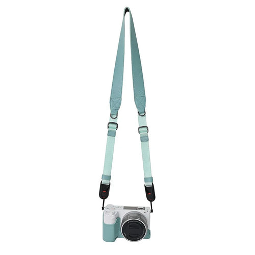 For Sony Alpha ZV-E10 II Camera Case Large Opening Genuine Cow Leather Protector with Shoulder Strap - Blue - 1