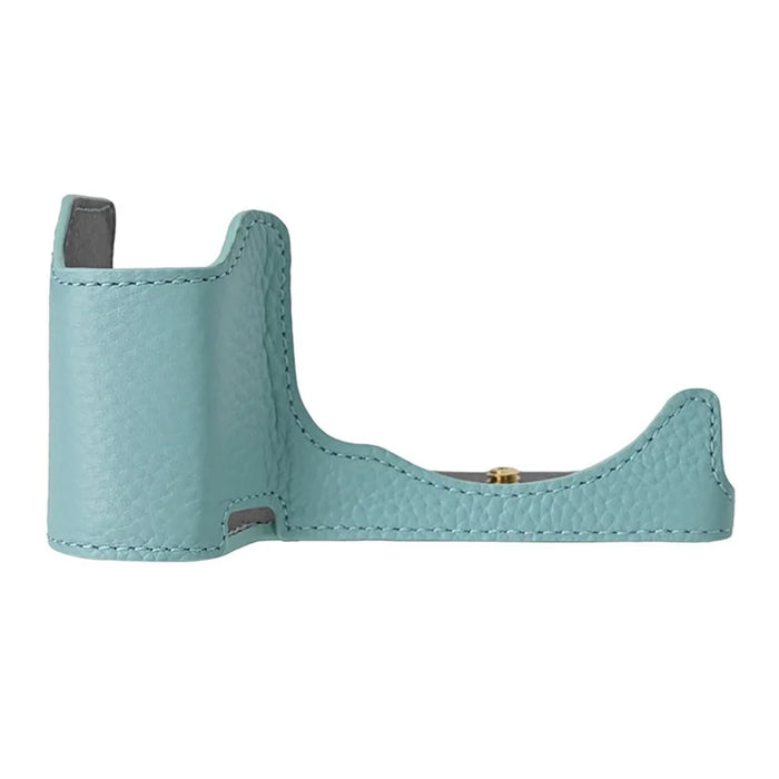For Sony Alpha ZV-E10 II Camera Case Large Opening Genuine Cow Leather Protector with Shoulder Strap - Blue - 2