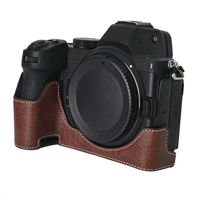 For Nikon Z 5 / Z 6 II / Z 7 II Camera Case Large Cutout Litchi Texture PU Leather Protective Cover - Coffee - 6