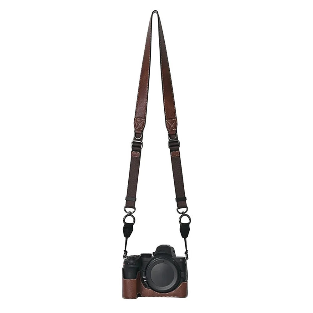 For Nikon Z 5 / Z 6 II / Z 7 II Camera Case with Shoulder Strap Large Cutout Litchi Texture PU Protective Cover - Coffee - 1