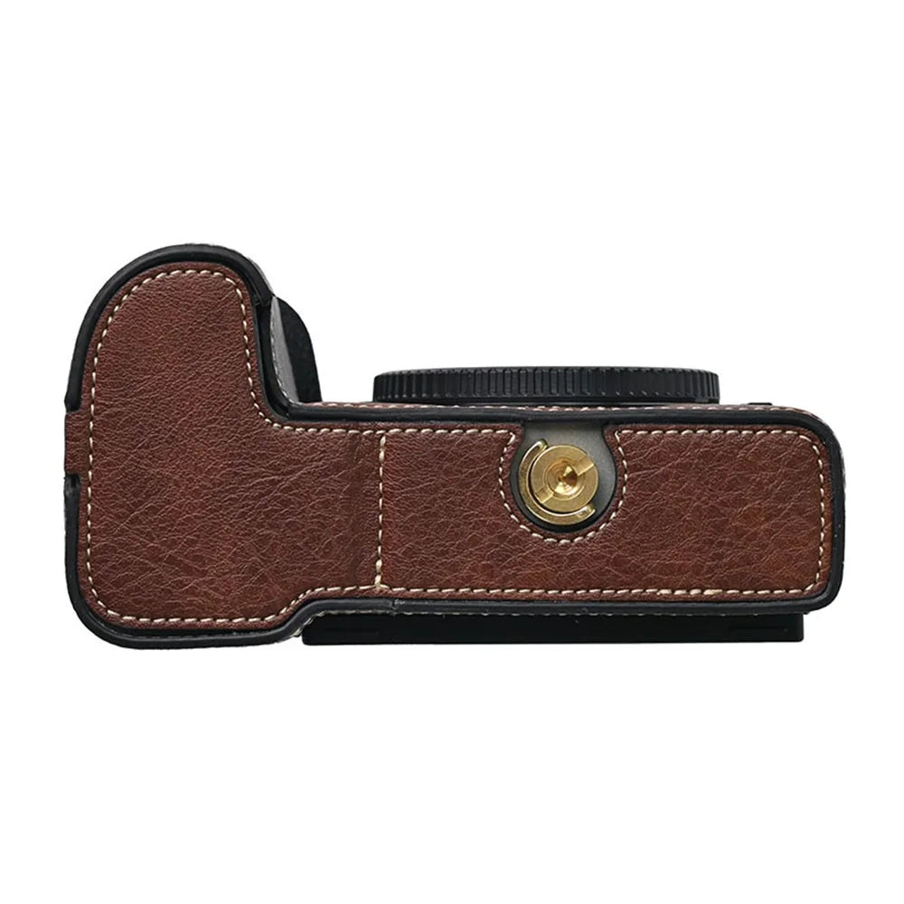 For Nikon Z 5 / Z 6 II / Z 7 II Camera Case with Shoulder Strap Large Cutout Litchi Texture PU Protective Cover - Coffee - 5