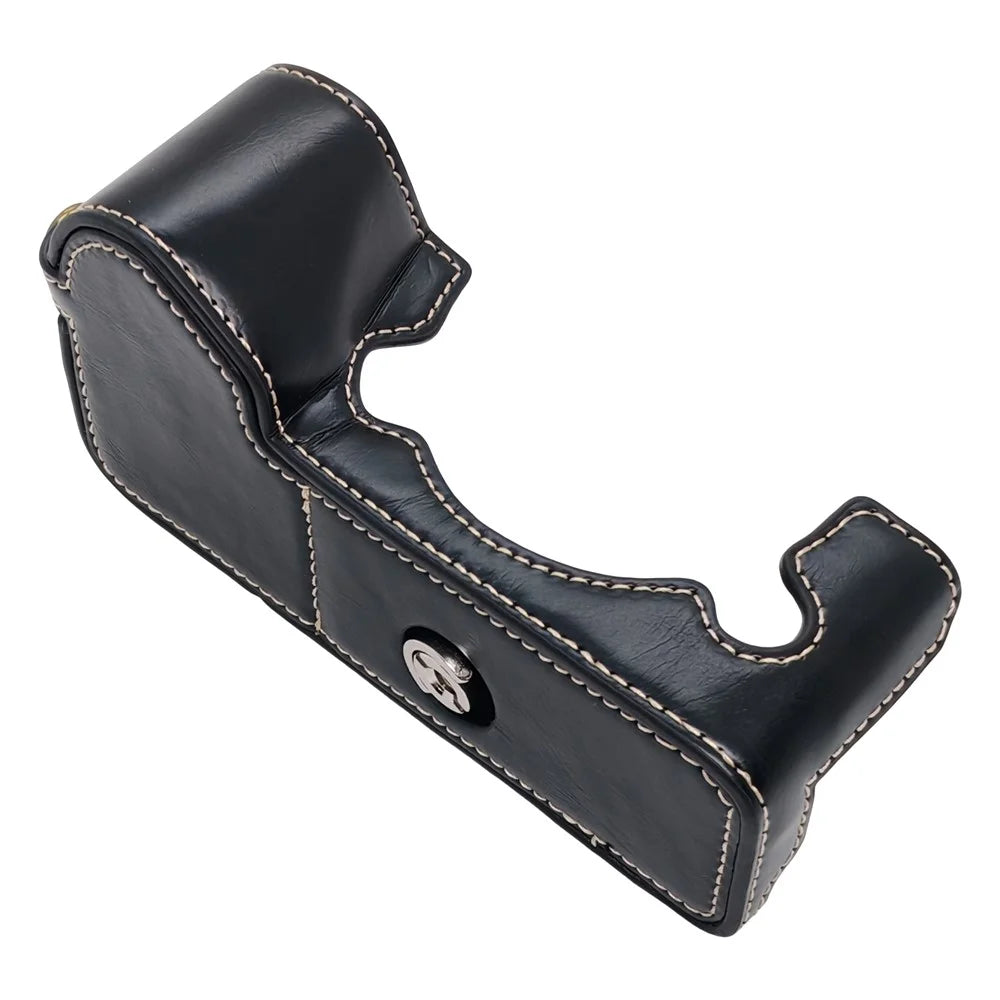 For Fujifilm X-H2 / X-H2s Camera Bottom Case Half Body Leather Cover with Battery Opening - Black - 1