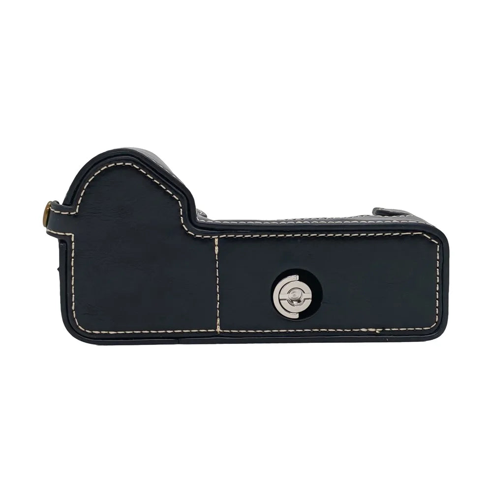 For Fujifilm X-H2 / X-H2s Camera Bottom Case Half Body Leather Cover with Battery Opening - Black - 3
