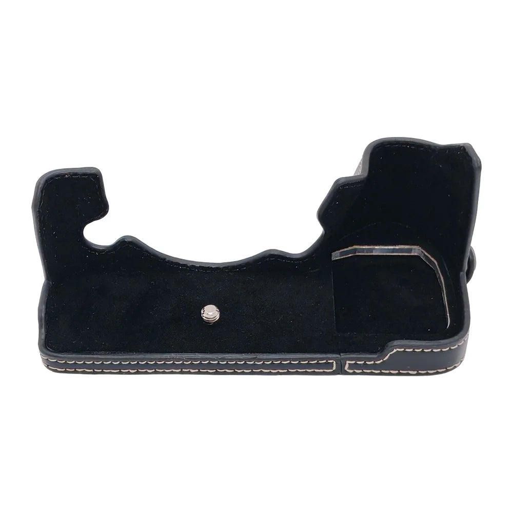 For Fujifilm X-H2 / X-H2s Camera Bottom Case Half Body Leather Cover with Battery Opening - Black - 4
