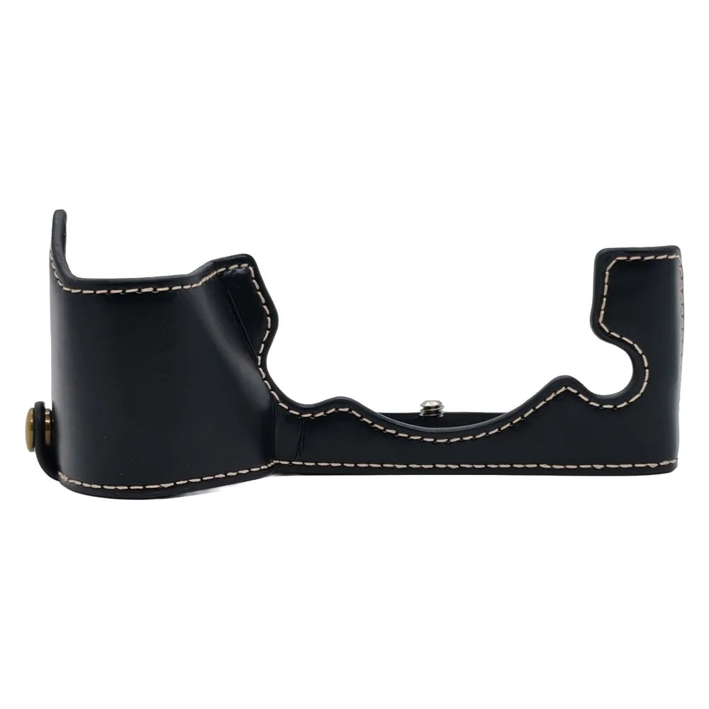 For Fujifilm X-H2 / X-H2s Camera Bottom Case Half Body Leather Cover with Battery Opening - Black - 6