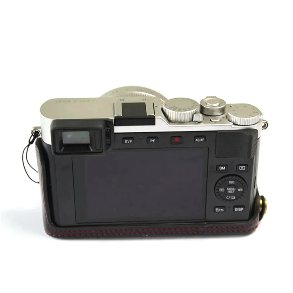 PU Leather Digital Camera Bag for Leica D-LUX 7 Battery Opening Design Protective Cover with Lens Pouch and Shoulder Strap - Black - 7