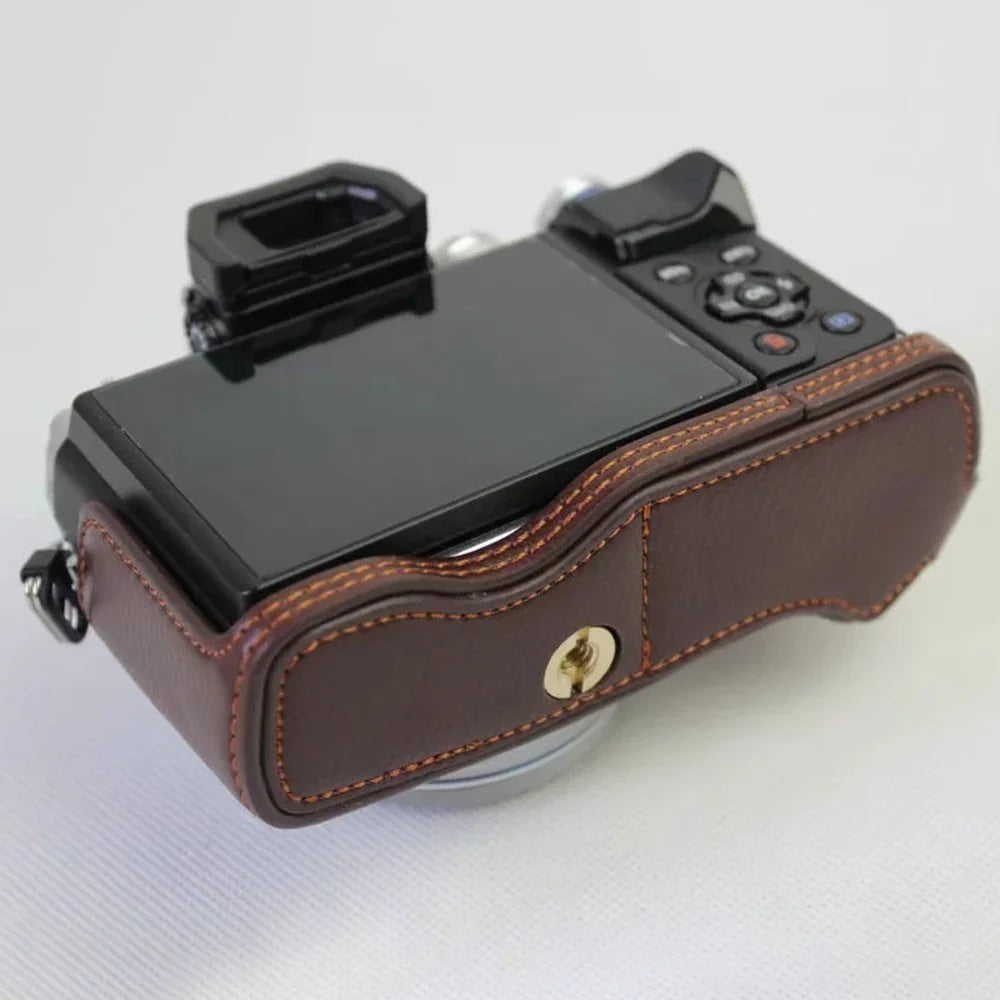 For Olympus OM-D E-M10 Mark III Camera Case Genuine Leather Bottom Case Easy to Replace Battery - Coffee - 7