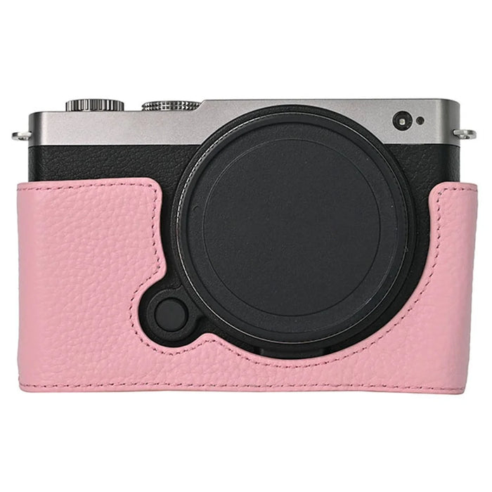 For Panasonic Lumix S9 Camera Case Genuine Leather Bottom Case Easy to Replace Battery - Pink - 1