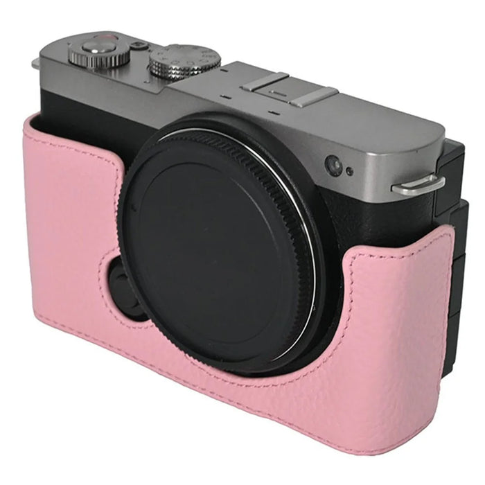 For Panasonic Lumix S9 Camera Case Genuine Leather Bottom Case Easy to Replace Battery - Pink - 2