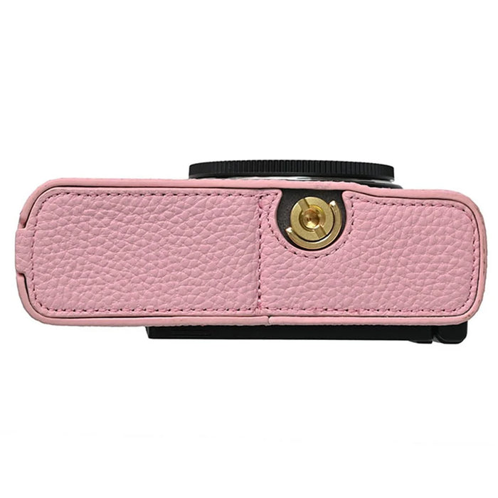 For Panasonic Lumix S9 Camera Case Genuine Leather Bottom Case Easy to Replace Battery - Pink - 6