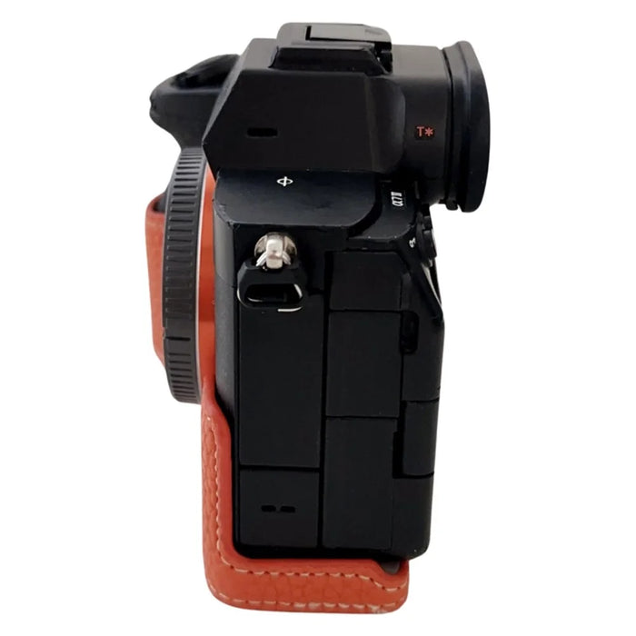For Sony A7R V / A7 IV / A7S III / Alpha 1 Camera Case Large Cutout Litchi Texture PU Leather Protective Cover - Orange - 5