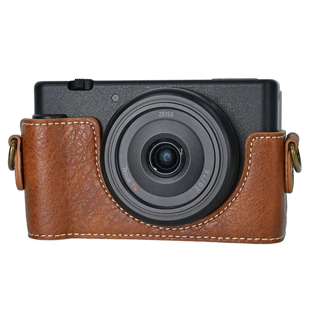 For Sony ZV-1F Protective Cover Litchi Textured PU Leather Camera Case with Shoulder Strap - Brown - 3
