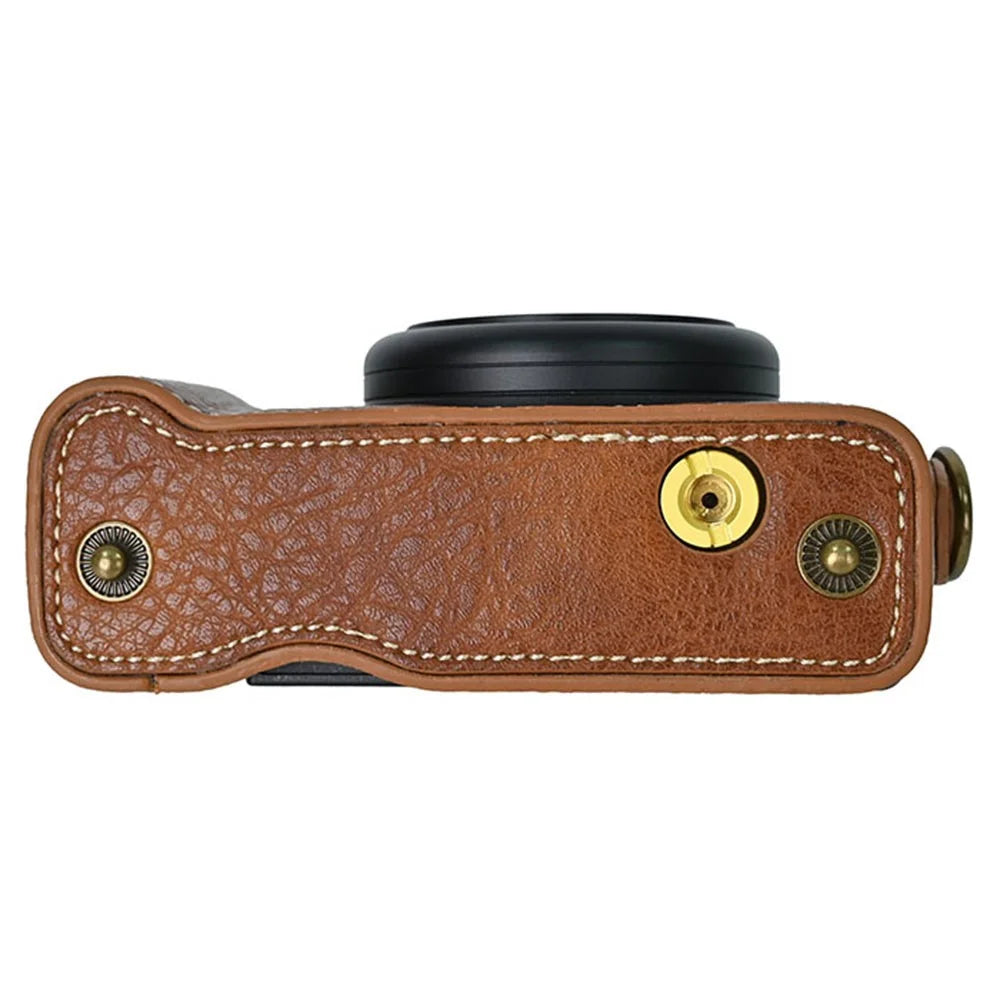 For Sony ZV-1F Protective Cover Litchi Textured PU Leather Camera Case with Shoulder Strap - Brown - 5