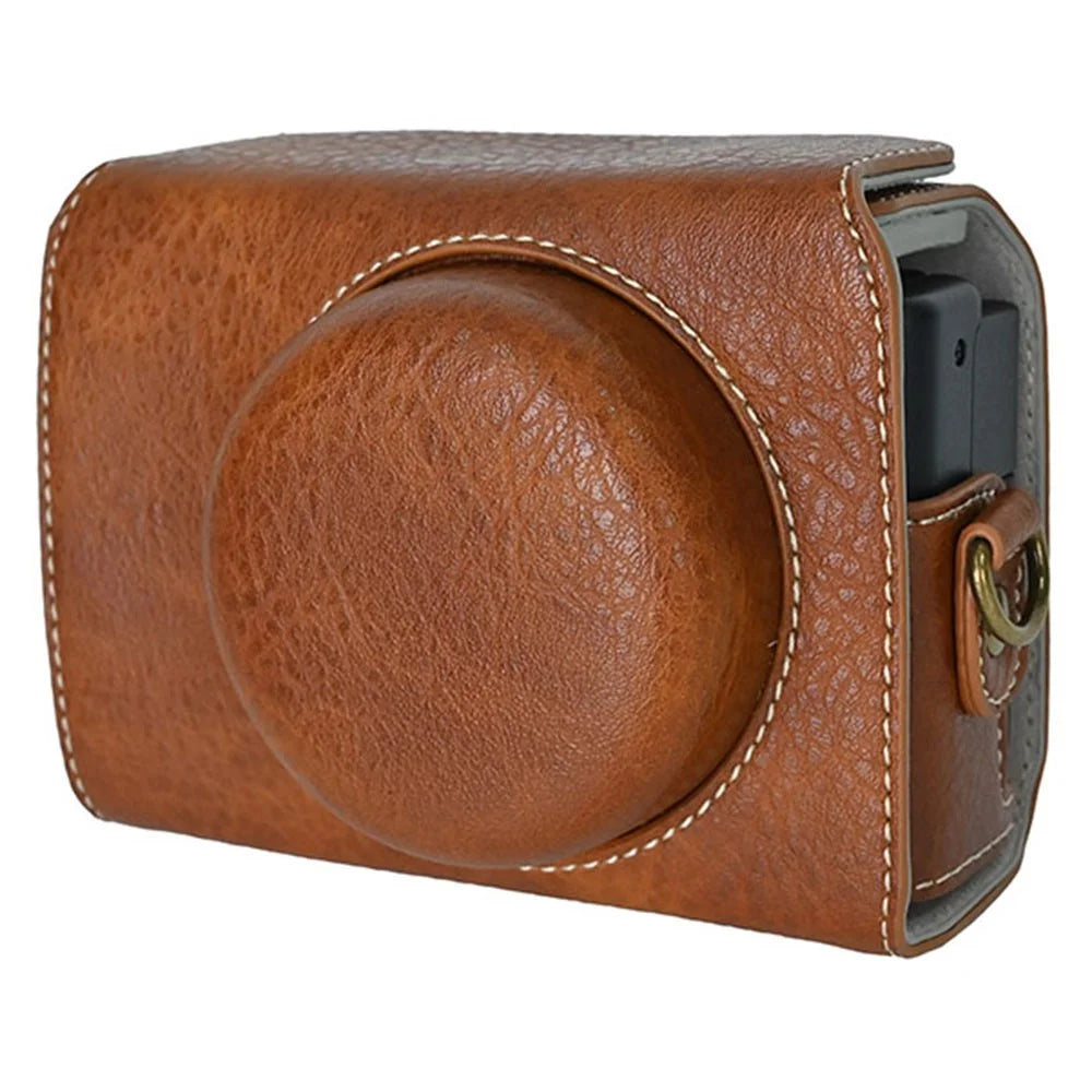 For Sony ZV-1F Protective Cover Litchi Textured PU Leather Camera Case with Shoulder Strap - Brown - 7