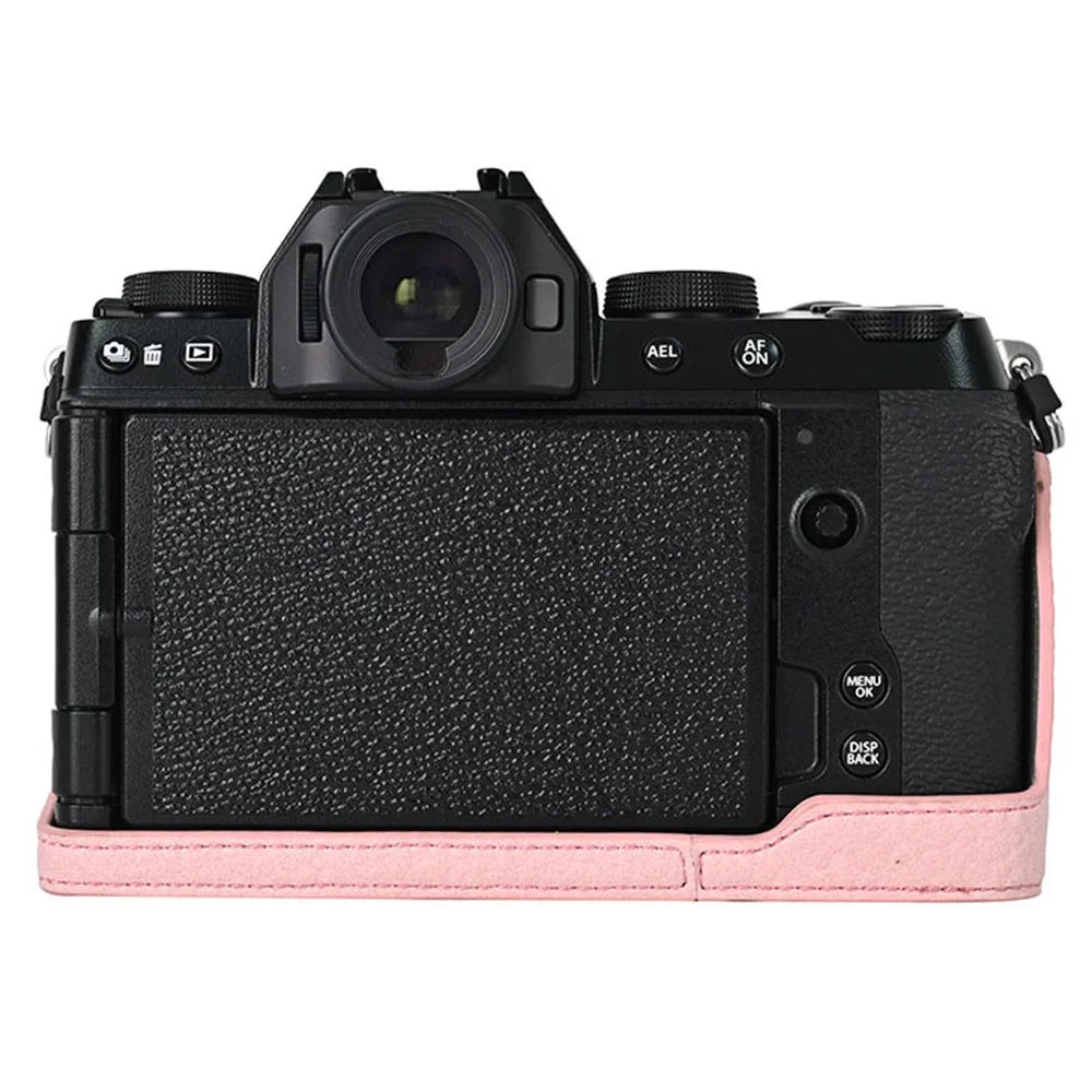 For Fujifilm X-S10 Camera Case Large Cutout Litchi Texture PU Leather Protective Cover - Pink - 4