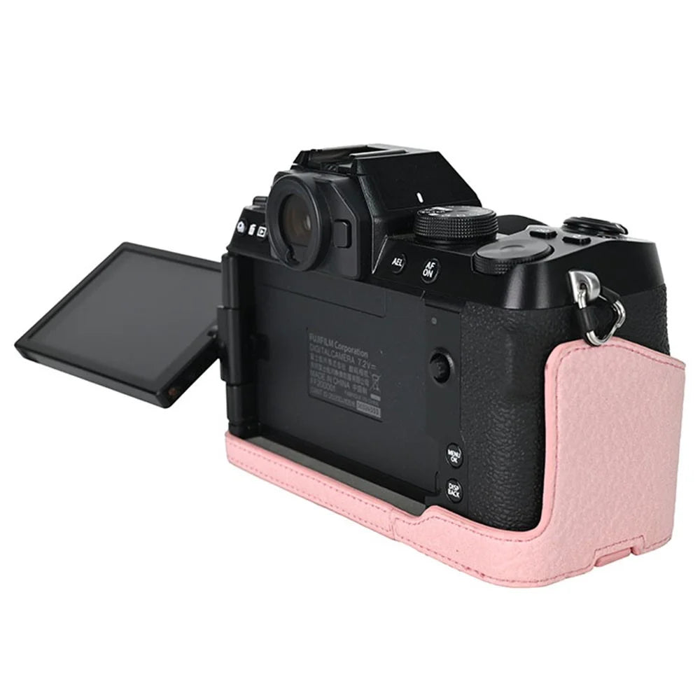 For Fujifilm X-S10 Camera Case Large Cutout Litchi Texture PU Leather Protective Cover - Pink - 6