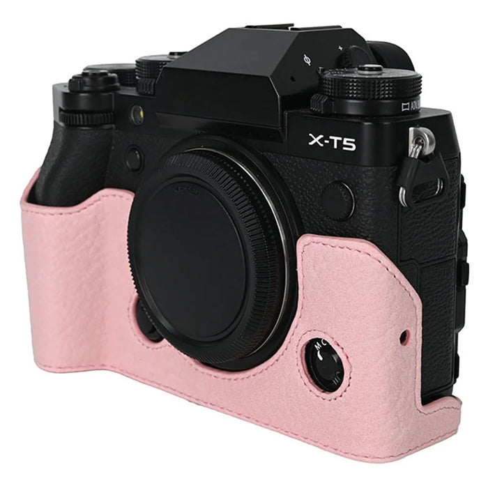 For Fujifilm X-T5 Camera Case Large Cutout Litchi Texture PU Leather Protective Cover - Pink - 4