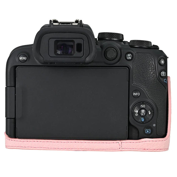 For Canon EOS R10 Camera Case Large Cutout Litchi Texture PU Leather Protective Cover - Pink - 4