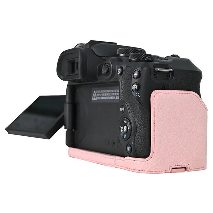 For Canon EOS R10 Camera Case Large Cutout Litchi Texture PU Leather Protective Cover - Pink - 5