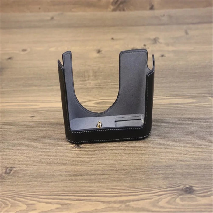 For Leica Q Genuine Leather Bottom Case Digital Camera Protective Half Body Cover with Battery Opening - Black - 2