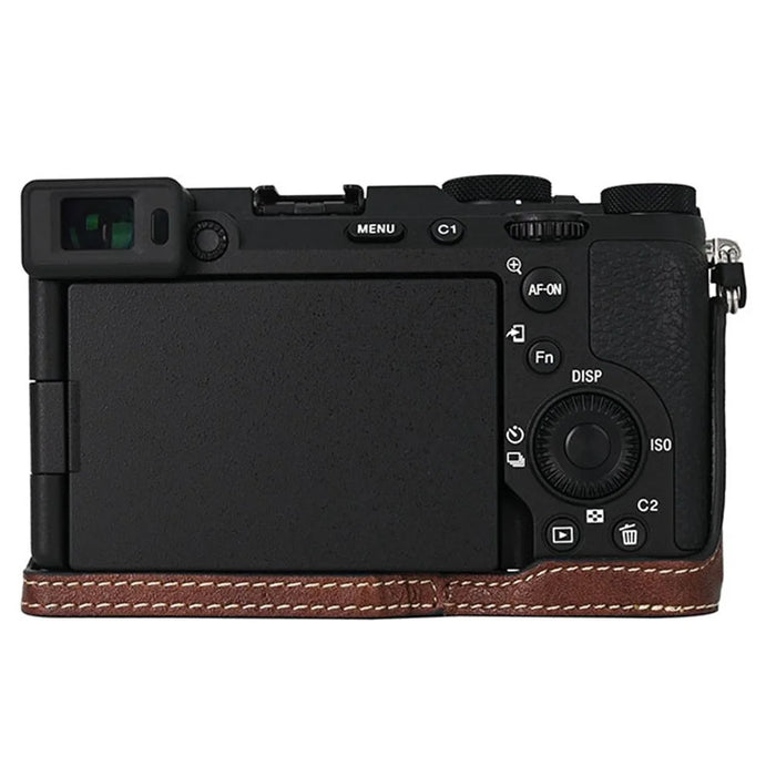 For Sony A7C II / A7CR Camera Case Large Cutout Litchi Texture PU Leather Protective Cover - Coffee - 3