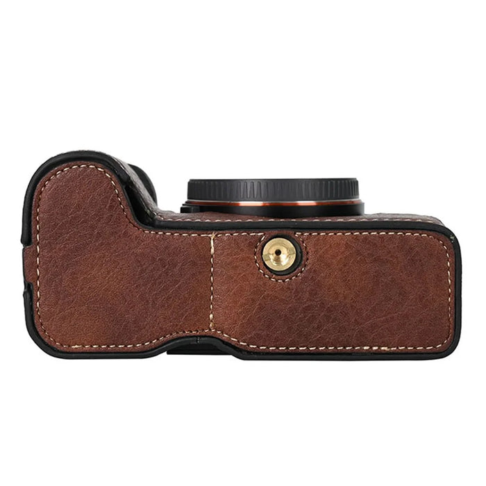 For Sony A7C II / A7CR Camera Case Large Cutout Litchi Texture PU Leather Protective Cover - Coffee - 4