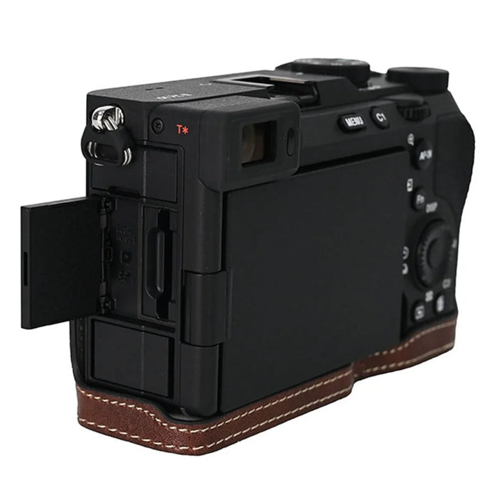 For Sony A7C II / A7CR Camera Case Large Cutout Litchi Texture PU Leather Protective Cover - Coffee - 6