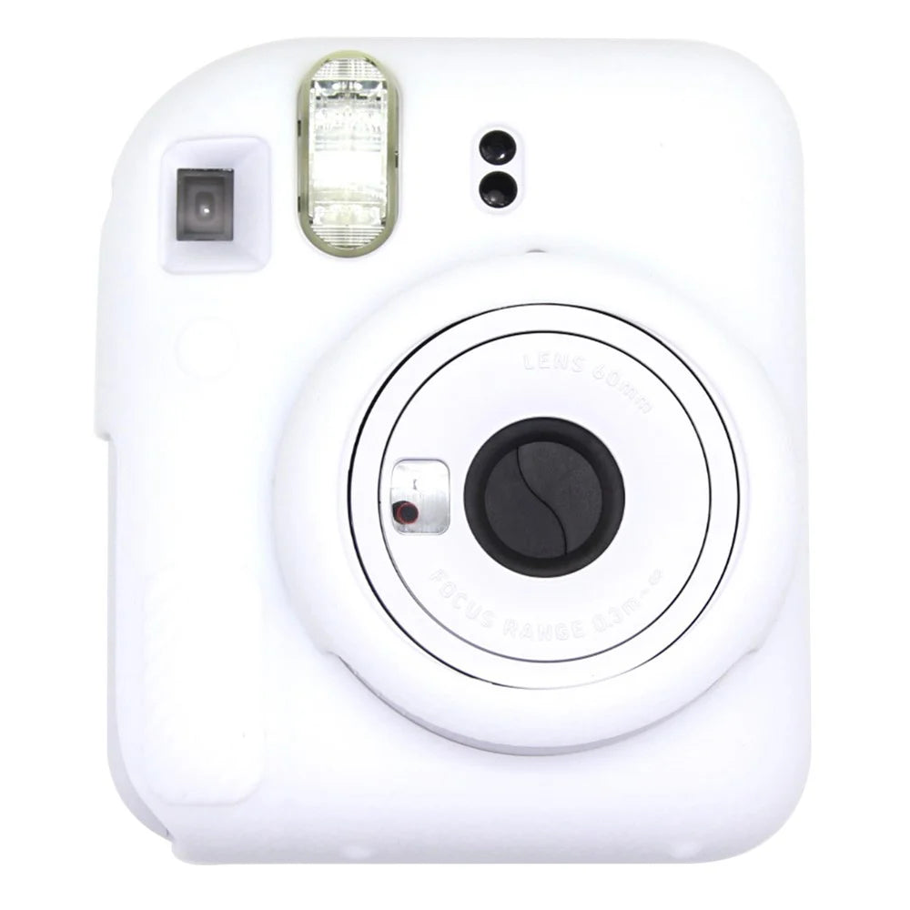 For Fujifilm Instax Mini 12 Camera Case Litchi Texture Silicone Protective Cover - White - 1