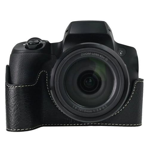For Canon SX70 HS Camera Case Large Cutout Litchi Texture PU Leather Protective Cover - Black - 1
