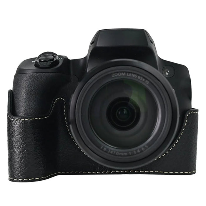 For Canon SX70 HS Camera Case Large Cutout Litchi Texture PU Leather Protective Cover - Black - 1