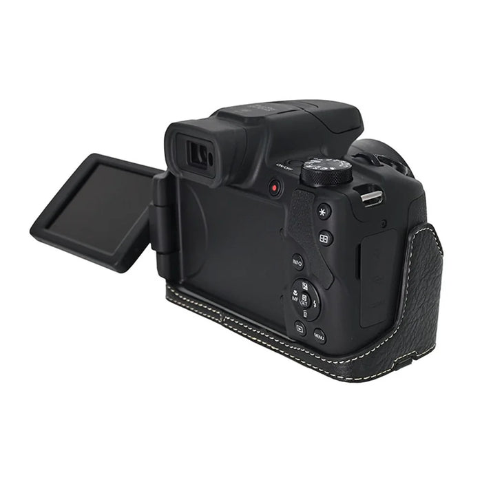 For Canon SX70 HS Camera Case Large Cutout Litchi Texture PU Leather Protective Cover - Black - 5