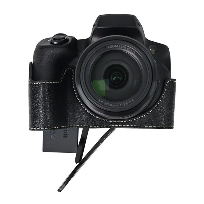 For Canon SX70 HS Camera Case Large Cutout Litchi Texture PU Leather Protective Cover - Black - 7