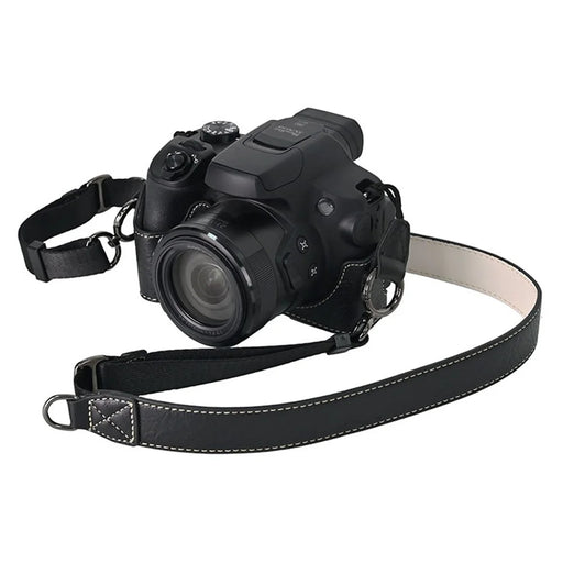 For Canon SX70 HS Camera Case with Shoulder Strap Large Cutout Litchi Texture PU Protective Cover - Black - 2
