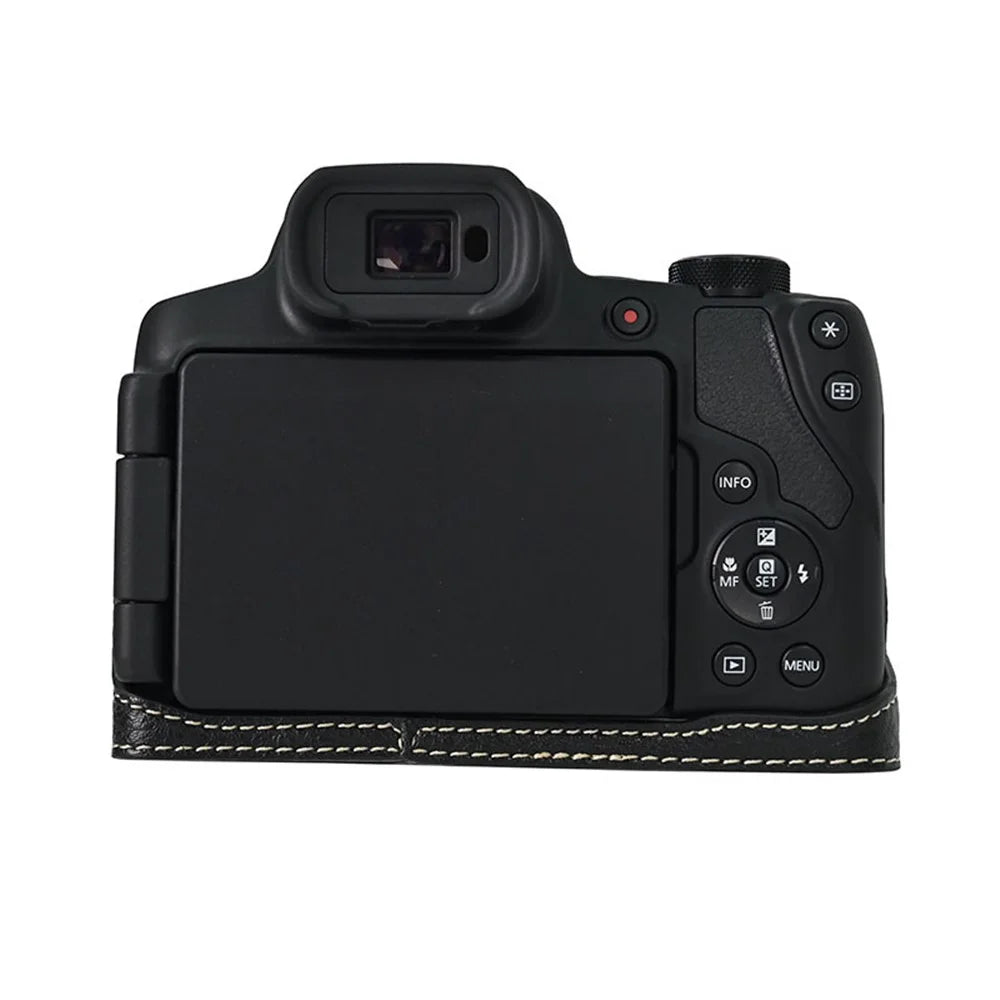 For Canon SX70 HS Camera Case with Shoulder Strap Large Cutout Litchi Texture PU Protective Cover - Black - 7