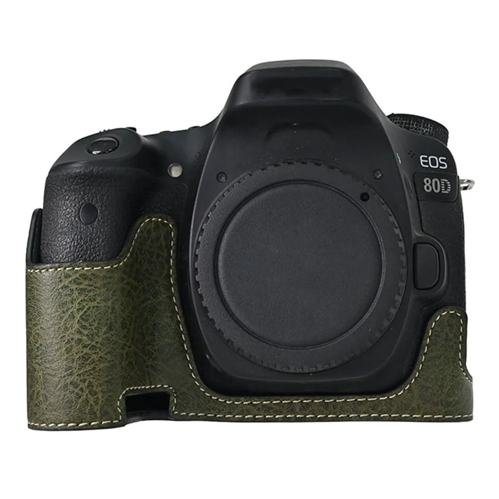 Camera Case For Canon EOS 90D / 80D / 70D / 60D Large Cutout Litchi Texture PU Leather Protective Cover - Green - 1